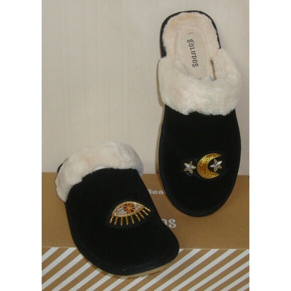 Soludos  Anthropologie Black CELESTIAL Cozy Slip on Slippers Women's Size 6 NIB - Picture 3 of 5